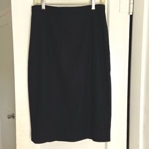 Vintage Women’s Black Pencil Skirt Lined Wool‎ Midi High Waist Pockets Size 14